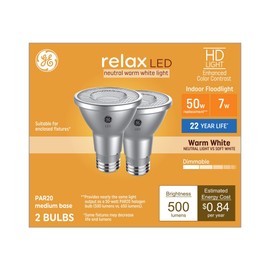 GE Relax HD 50-Watt EQ LED Par20 Warm White Medium Base (e-26) Dimmable Flood Light Bulb 2 Count