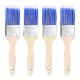 HARFINGTON 4pcs Paint Brushes 2" Flat Paint and Chip Brushes with Wooden Handle for DIY Paint Flat Art Furniture Fences Deck Wall Trim, Blue