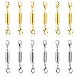WLLHYF 12 Pack Necklace Clasps and Closures Strong Catch Lobster Clasps Gold Silver Color Converter for DIY Jewelry Bracelet Necklace Connect and Extend