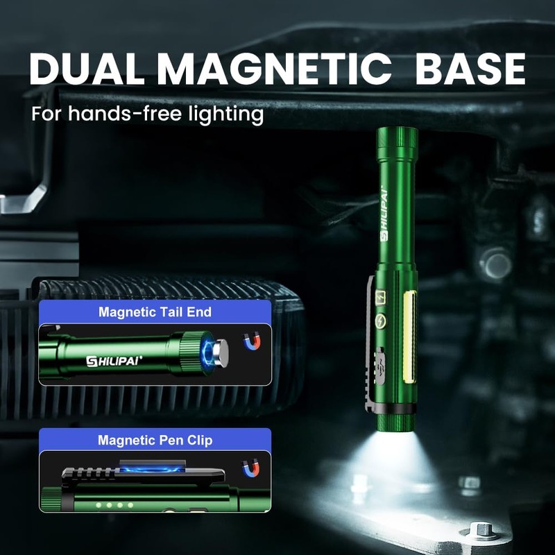SHiLiPAi Magnetic Rechargeable Pen Light - 600 Lumen Dimmable EDC