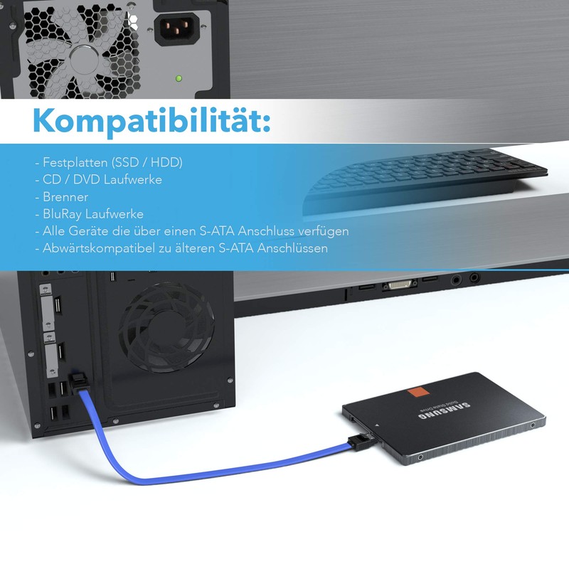 JAMEGA 3 x 50 cm SATA III Cable, S-ATA 3