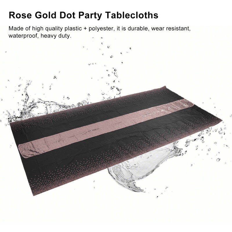 Rose Gold Dot Party Tablecloth Waterproof Polka Dot Design Rectangular
