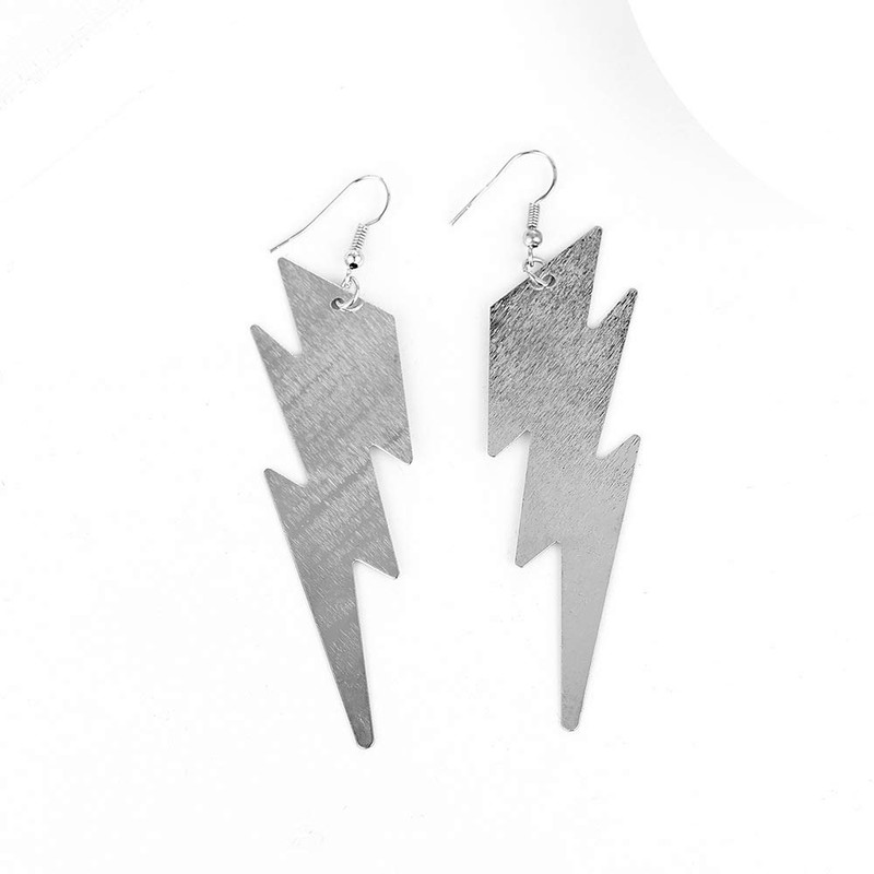 Punk Exaggerated Lightweight Lightning Thunder Weather Bolt Dangle Hanging Earrings