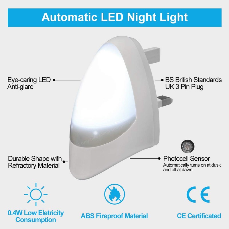 2 Pack Automatic LED Night Light - Plug in &