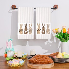 Siilues Easter Kitchen Towels Set of 2, 18x26 Inch Dish Towels Home Decor Hand Towels Seasonal Spring Holiday Bunny Decorations for Home Drying Dishcloth