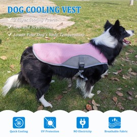 TVMALL Dog Cooling Vest Breathable Mesh Dog Jacket Summer Cool and Comfortable Dog Coat Adjustable With Reflective Strip Pet Clothes Suitable for Large Medium and Small Dogs (Pink,S)