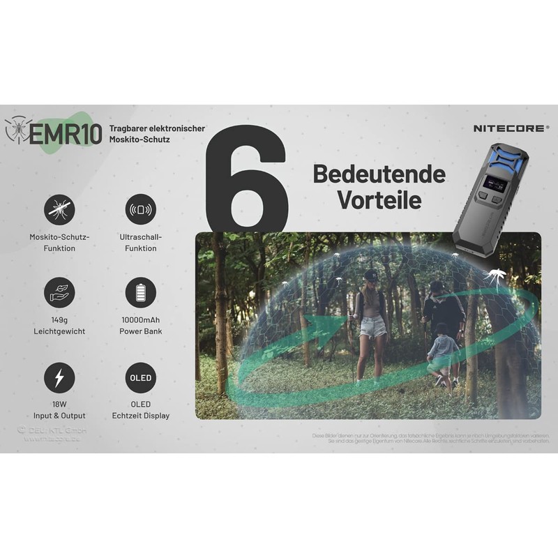 Nitecore 16 Feet Portable Electronic Multipurpose Outdoor Mosquito Repeller, 135