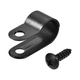 sourcing map 10.4mm Nylon R Type Cable Clip Wire Clamp with Screws Black 50pcs