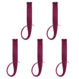 Flying Beauty burgundy red hair extensions Wine Red 18 Inches 5 Pcs Colored Party Highlights Straight Hair Clip in Human Hair Extensions in Multiple Colors