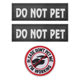 Do Not Pet Patches,Coolrunner 2 Pcs Reflective Dog Patches and 1pcs Embroidered Don’t Pet Me Dog Patches with Hook Dog Patches for Large Dog Vest Harness(6.3 X 2 in)
