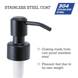 ALTGLAS Twin Pack - 2X Stainless Steel Soap Pump 'Roma' as Replacement for Liquid Hand Soap Dispensers (Matte Black) - Fits e.g. Jack Bottle