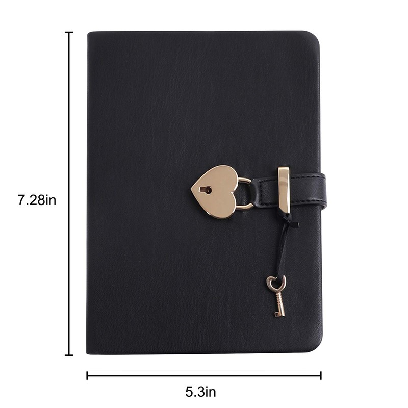 A5 Vintage Lockable Journal with Heart-Shape Lock & Key 160