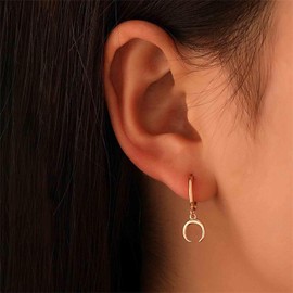 TseenYi Boho Moon Huggie Hoop Earrings Gold Moon Dangle Hoop Earrings Small Moon Crescent Drop Earrings Tiny Crsecent Huggie Earrings Jewelry for Women and Girls Gifts