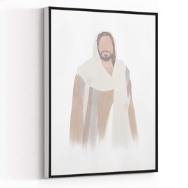 MODERN HOME,room decor wall ,Jesus the Christ, Paper Print, Picture of Jesus, Jesus Watercolor, LDS Art,8''x12'' Framed Modern Canvas Wall Art,Canvas Prints Home Artwork Decoration for Living Room,