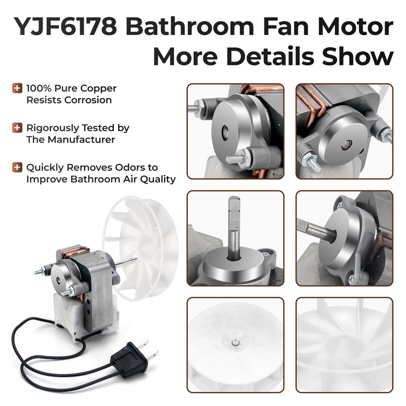 Upgraded 70CFM Bathroom Exhaust Fan Motor Replace 99080166 BP28 YJF6178