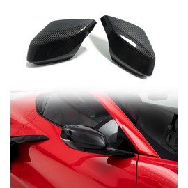 NUBEHONE 100% Carbon Fiber Outside Mirror Caps Cover Fit For 2020-2025 Corvette C8 Z51 Z06 Stingray E-Ray, Carbon Fiber Door Rearview Mirror Cover 2PCS