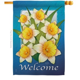 Breeze Decor H104070-BO Daffodils Spring Floral Decorative Vertical House Flag, 28"x 40", Multi-Color