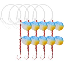 Walleye Spinner Rig Kit, 5 Packs Harness Walleye Rig Fishing Making Kit Colorado Blades Mono Leader Hooks Clevises Beads (Blue + White + Yellow - 5 Packs)