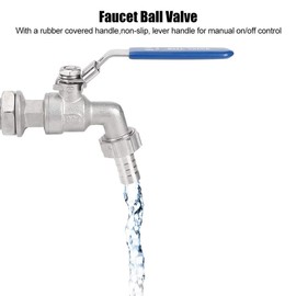 Faucet Ball Valve, Stainless Steel Ball Valve, Hose 1/2 Inch Faucet Tap, Weldless Bulkhead TNP 13mm Barb, with Blue Locking Handles, for Water Oil and Gas, 5.9x3.3in
