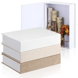 Tioncy 3 Pcs Decorative Book Box Modern Fake Book Storage Box Linen Faux Books for Bookshelf Decoration Coffee Table Book for DIY Crafts(Multicolor, 8.6 x 6.1 x 1.8 Inch)