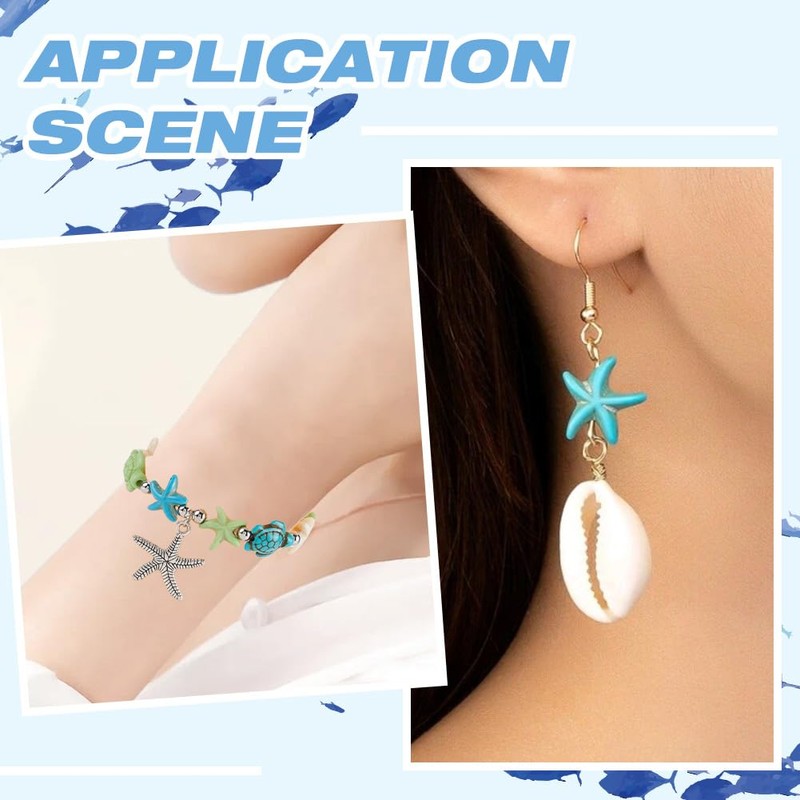 SUNNYCLUE 1 Box 120Pcs 6 Styles Turquoise Sea Turtle Beads