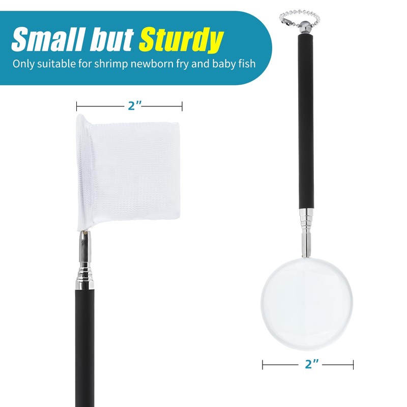 AQUANEAT Small Fish Tank Shrimp Net, Aquarium Debris Cleaning Tools,