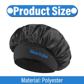 Satin Sleep Cap, 2 Pieces Adjustable Silky Sleep Bonnet, Double-Sided Waterproof Satin Hair Cap, Silk Bonnet Hair Wrap for Sleeping, for Women Long Curly Hair, Black, Pink