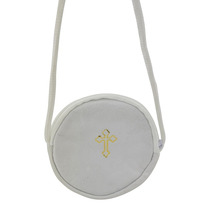 Round Burse in Genuine Leather (White)