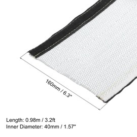 sourcing map 1.5mm Heat Shroud Aluminized Sleeving 1 1/2" ID x 3.2FT Aluminum Metallic Fiberglass Heat Shroud for Fuel Lines Cables Electrical Wiring