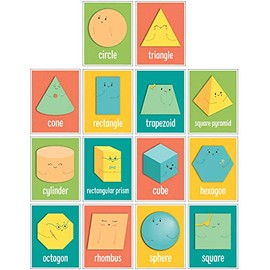 Carson Dellosa 14-Piece 2D and 3D Shapes Poster Set for Classroom Decor, 8.5" x 11” Classroom Posters With Geometric Shapes for Kids, Preschool Classroom Wall Decor