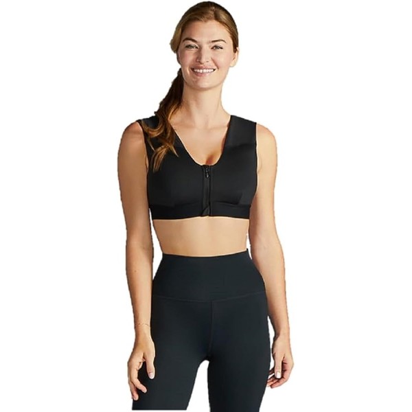 Tommie Copper Shoulder Support Compression Bra with Front Zipper Closure