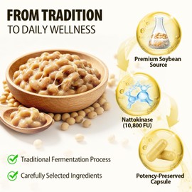 Nattokinase 10,800 FU Supplement Capsules for Daily Wellness