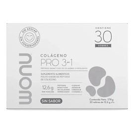 Wonu Colágeno En Polvo Pro 3 en 1 Sin Sabor 30 sobres 12.6g c/u