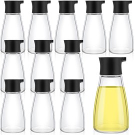 Yinder 12 Pcs Soy Sauce Dispenser Leakproof Cruet Dispenser Set Small Glass Soy Sauce Bottles Container Oil Dispensing Bottles Seasoning Bottle Vinegar Cruet with Lid for Kitchen Cooking BBQ, Black