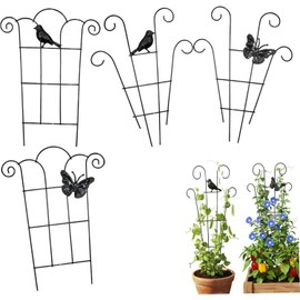 Enrejados, Enrejado para Plantas Trepadoras de Interior, Paquete de 4 Enrejados para Plantas Interior Metal Negro, Soportes para Pothos Hoya Monstera y Otras