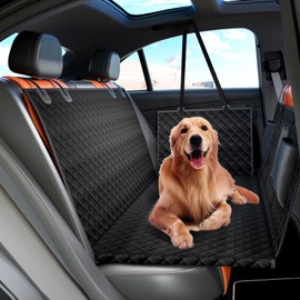 MODCART Back Seat Extender for Dogs, Hard Bottom Dog Seat Cover Holds 400 lbs Waterproof Dog Hammock with Breathable Window and Storage Bag Foldable Pet Backseat Protector for Car & SUV, Truck-Black