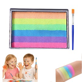 Rainbow Face Paint for Kids - 6 Colors, Safe & Non-Toxic, Quick Drying, Water Soluble, Smudge-Proof, With Built-in Brush for Portable Use（1#）