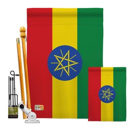 Nationality Ethiopia Garden House Flags Kit Regional Nation International World Country Particular Area Small Decorative Gift Yard Banner Double-Sided Made in USA 28 X 40