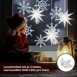 OVILUM ovimar Luminous Star 3D with LED Lighting (White, for Hanging)