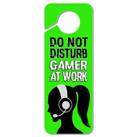 Graphics and More Do Not Disturb Gamer at Work Girl Woman Female Plastic Door Knob Hanger Sign