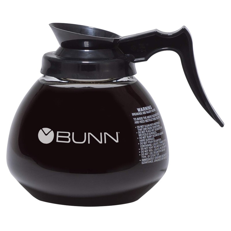 BUNN Glass Commercial 12-Cup Coffee Decanter, Black, 42400.0106