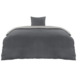 Utopia Bedding Bed Linen 135 x 200 cm Set, Microfibre Duvet Cover 135 x 200 cm with 1 x Pillowcase 80 x 80 cm, Dark Grey/Light Grey