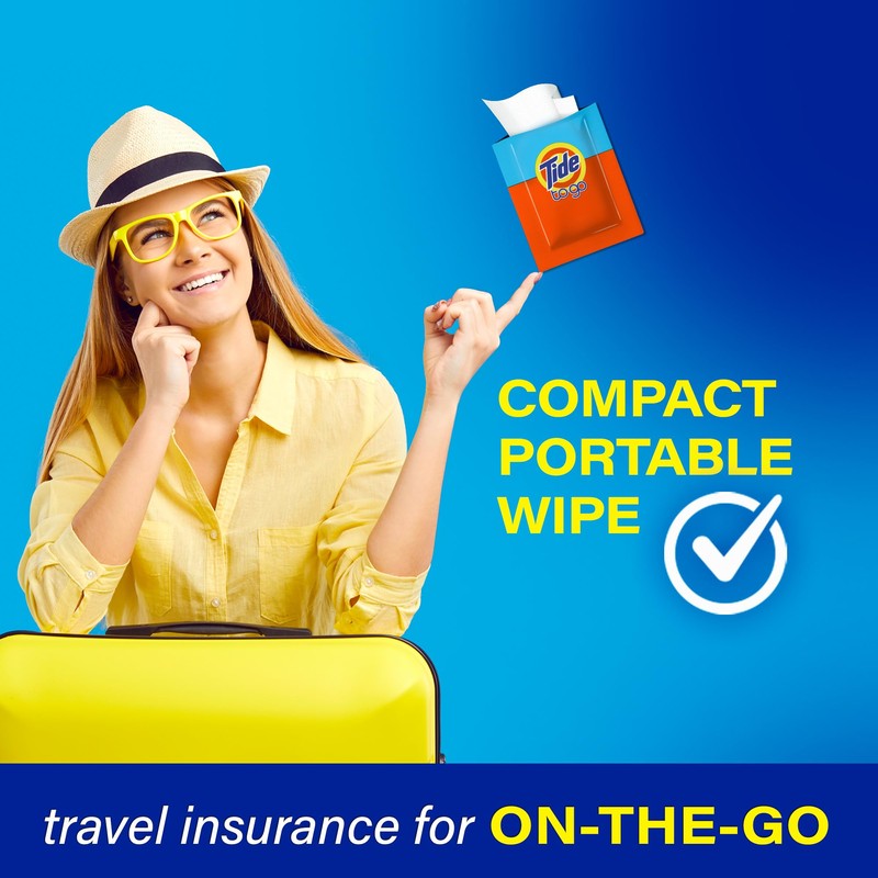 Tide To Go Stain Remover Wipes for Clothes, Instant Laundry