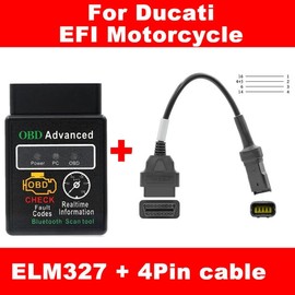 ELM327 V1.5 con cables OBD-2 para Ducati Mini OBDⅡ escáner E-F-I Motobike herramienta de diagnóstico de fallas OBD Protocolo