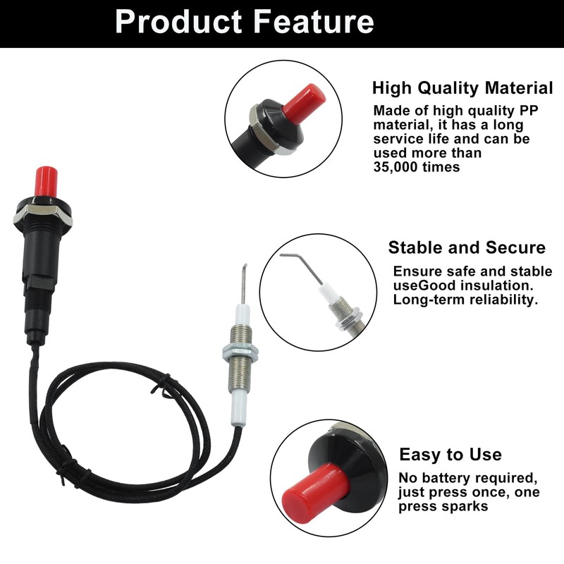 Jiozermi 2 Pcs Piezo Spark Igniter, Metal Threaded Ceramic Push