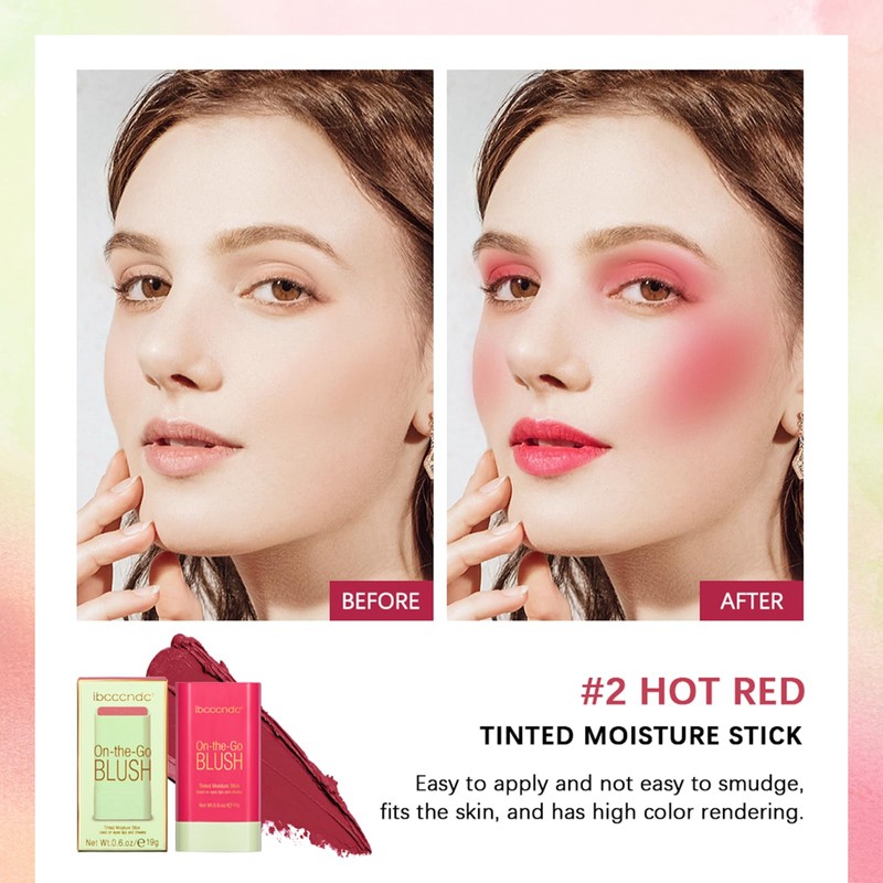 VIDIND Cream Stick Blush, 3-in-1 Multi-Purpose Blush for Cheeks, Eyes