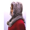 Natural color Rex Rabbit Fur Hood Scarf (Rabbit Grey)