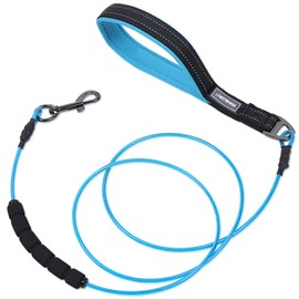 VIVAGLORY Chew Proof Dog Lead, Soft Foam Reflective Padded Handle, Waterproof Non Chewable Dogs Metal Chain Leash, Stainless Steel Wire Rope Lead for Small Medium Large Dogs, 152CM, Blue
