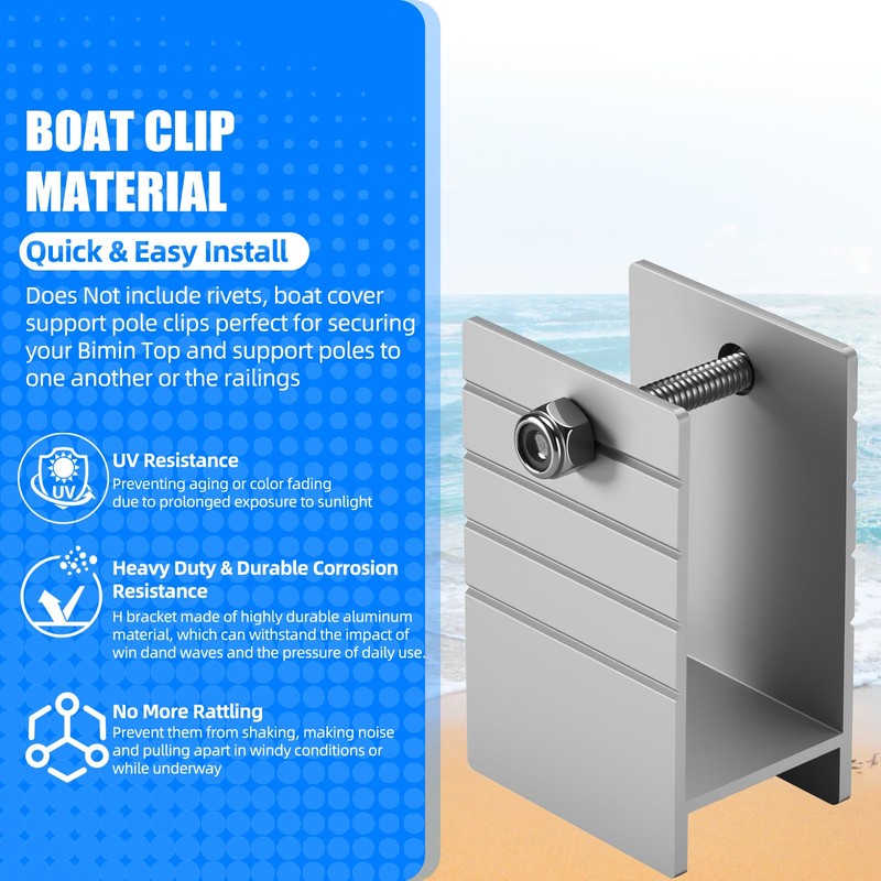 Extra Tall Pontoon Bimini H-Bracket for Pontoon Boats 1-1/4" Square
