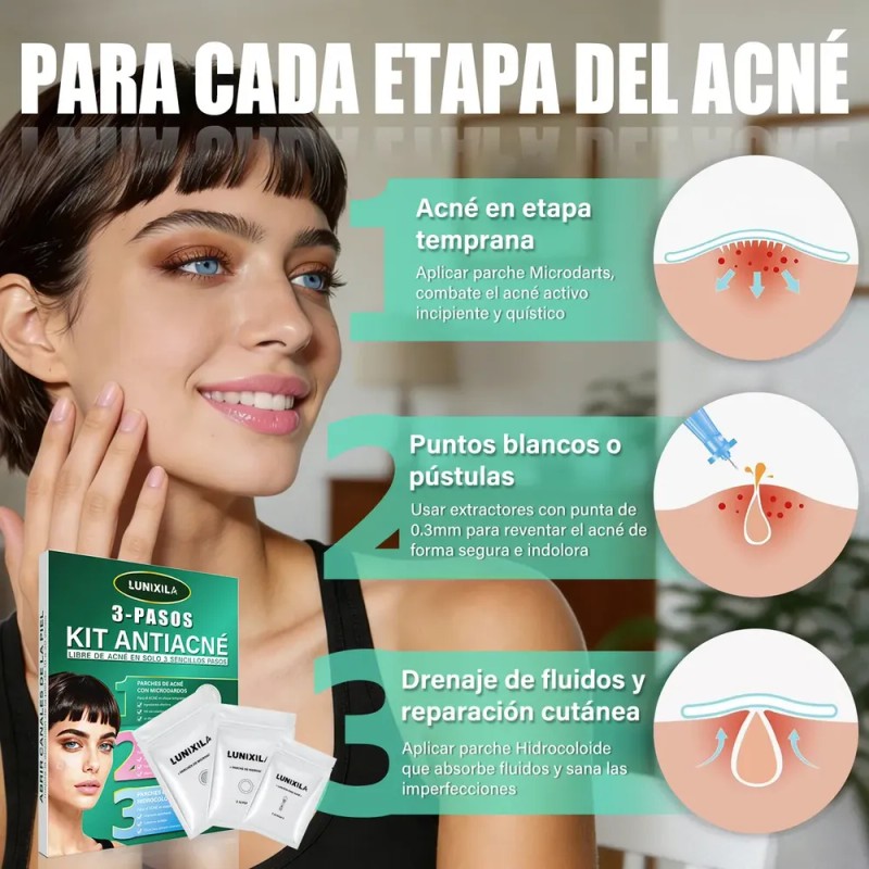 Lunixila Microagujas Para Parches Antiacné,conjunto De 3 En1
